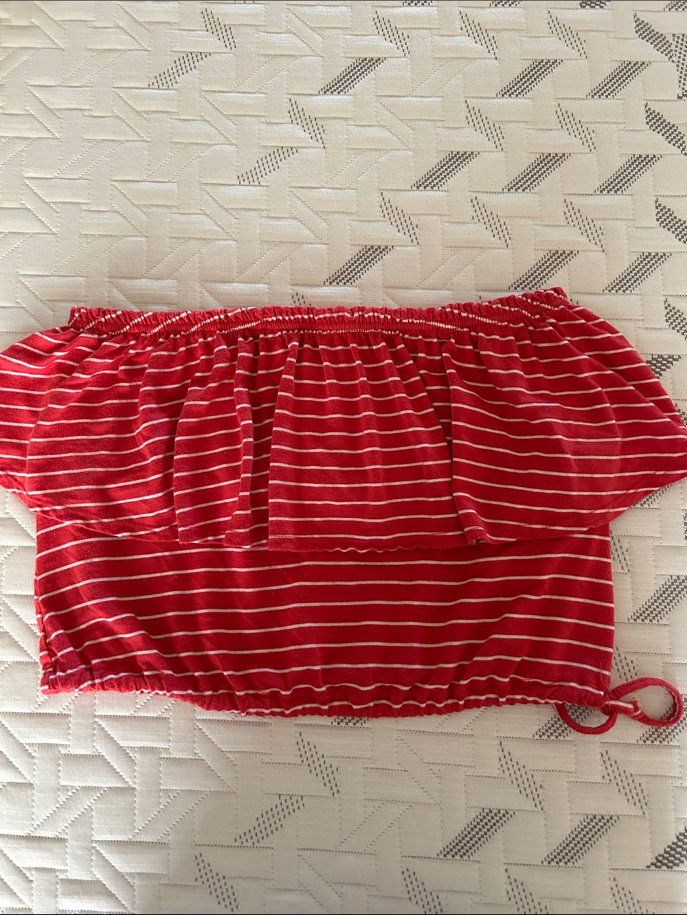 Abercrombie & Fitch OFF Shoulder Red Striped Women’s Tube Top